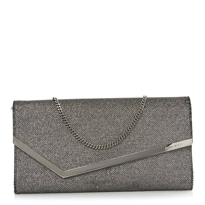 Jimmy Choo Glitter Fabric Erica Chain Clutch  Anthracite 1 of 14