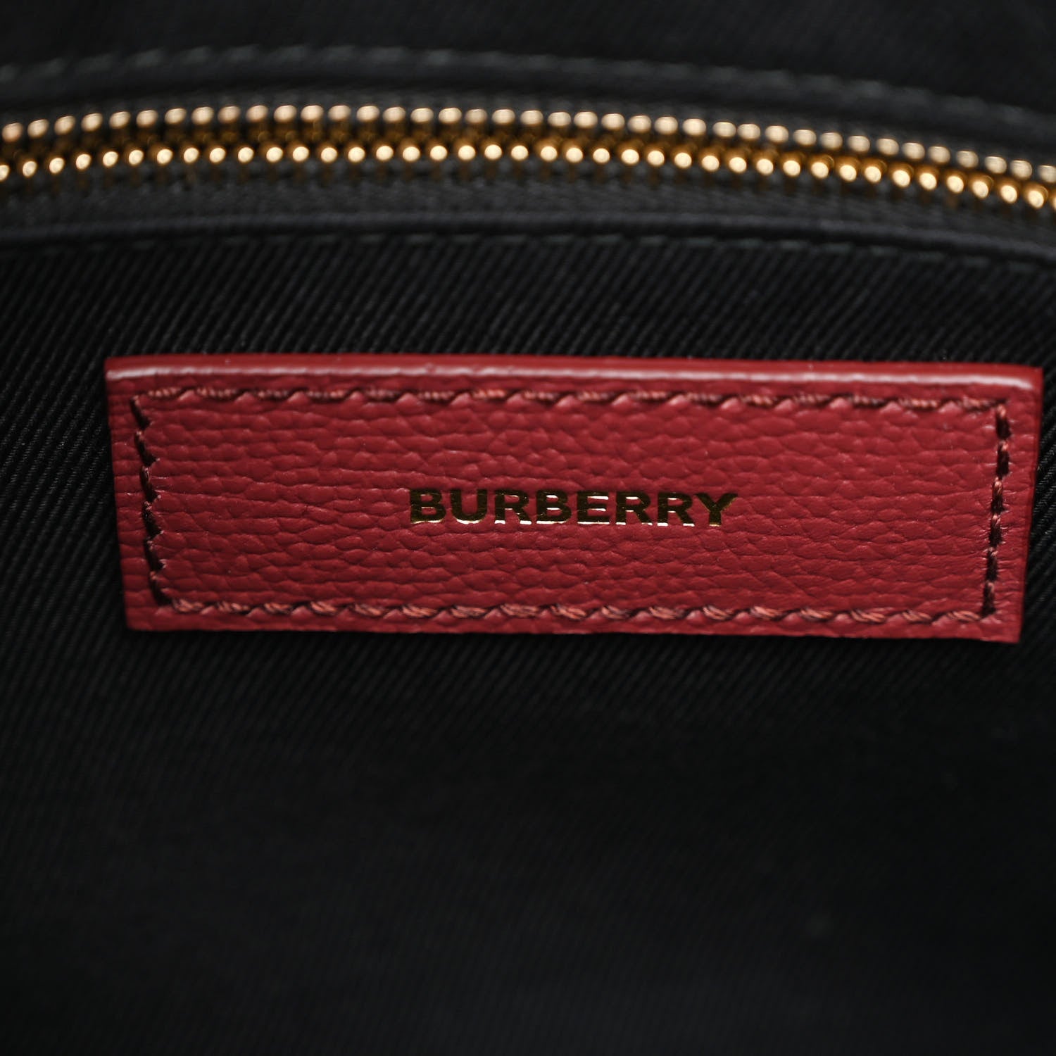 Burberry Grainy Calfskin House Check Medium Banner Tote Mahogany Red 6 of 9