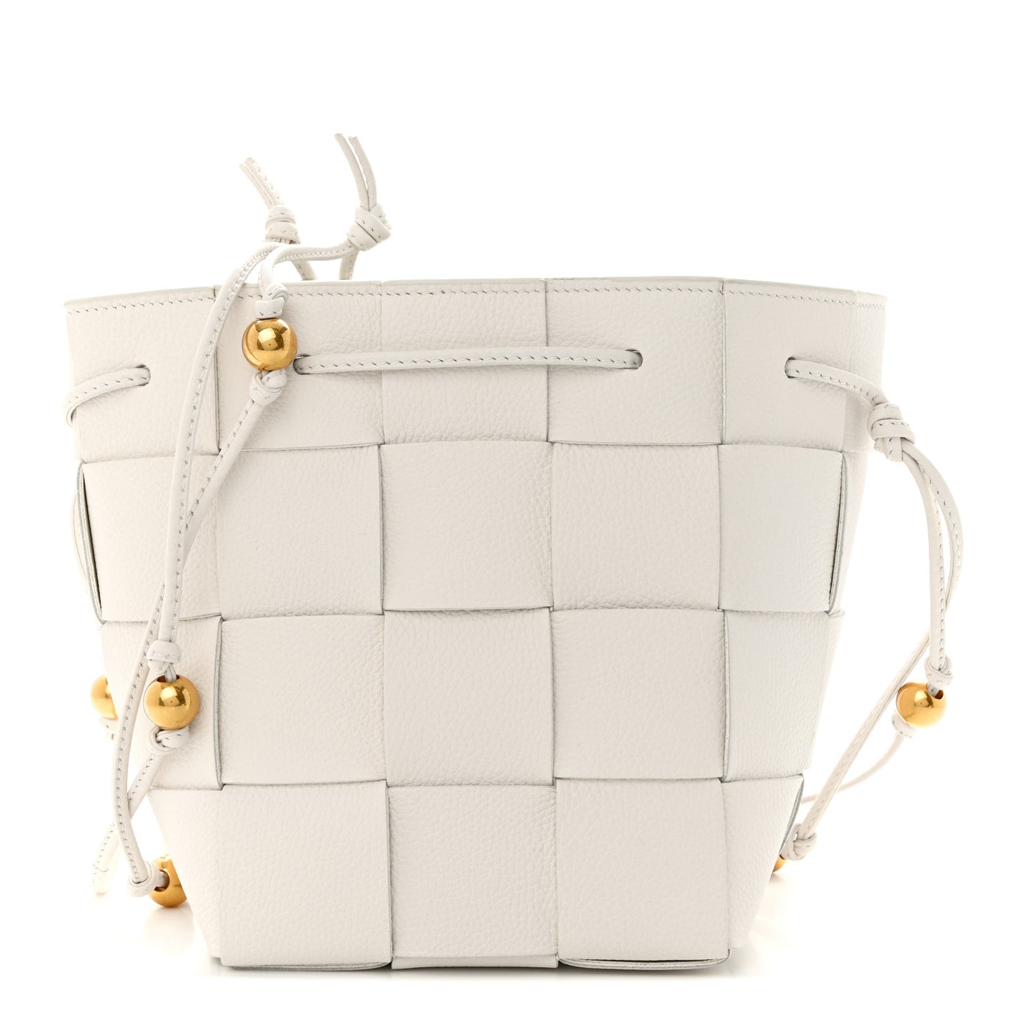 Lambskin Maxi Intrecciato Small Cassette Crossbody Bucket Bag White