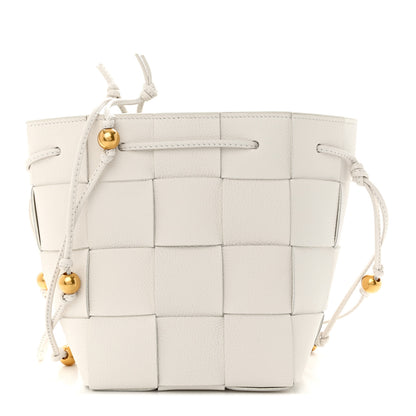 Bottega Veneta Lambskin Maxi Intrecciato Small Cassette Crossbody Bucket Bag White 1 of 9