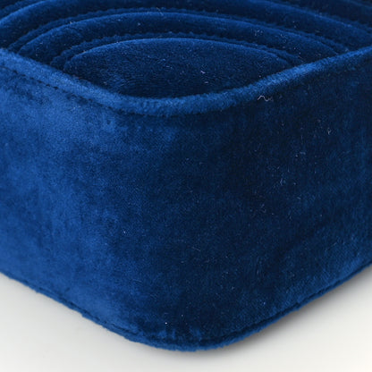 Gucci Velvet Matelasse Small GG Marmont Shoulder Bag Cobalt Blue 9 of 9