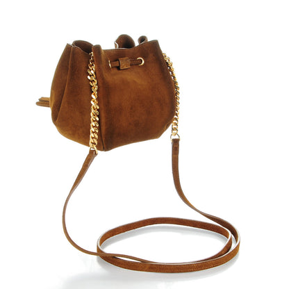 Saint Laurent Suede Mini Monogram Bucket Crossbody Bag Ocre 3 of 9