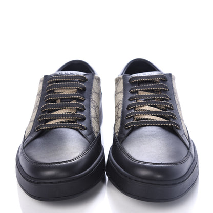 Gucci GG Supreme Monogram Mens Low Top Sneakers 9 Black Beige Ebony 2 of 11