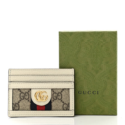 Gucci GG Supreme Monogram Textured Calfskin Web Ophidia Card Holder Beige Ebony Mystic White 7 of 7