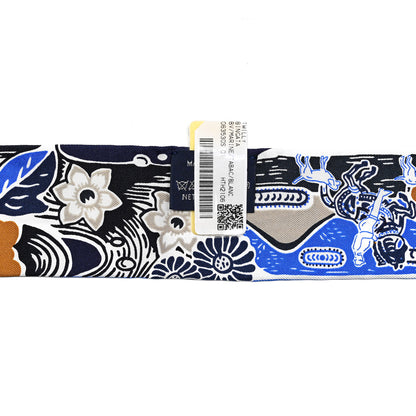 Hermes Silk Bingata Twilly Marine Tabac White 4 of 4