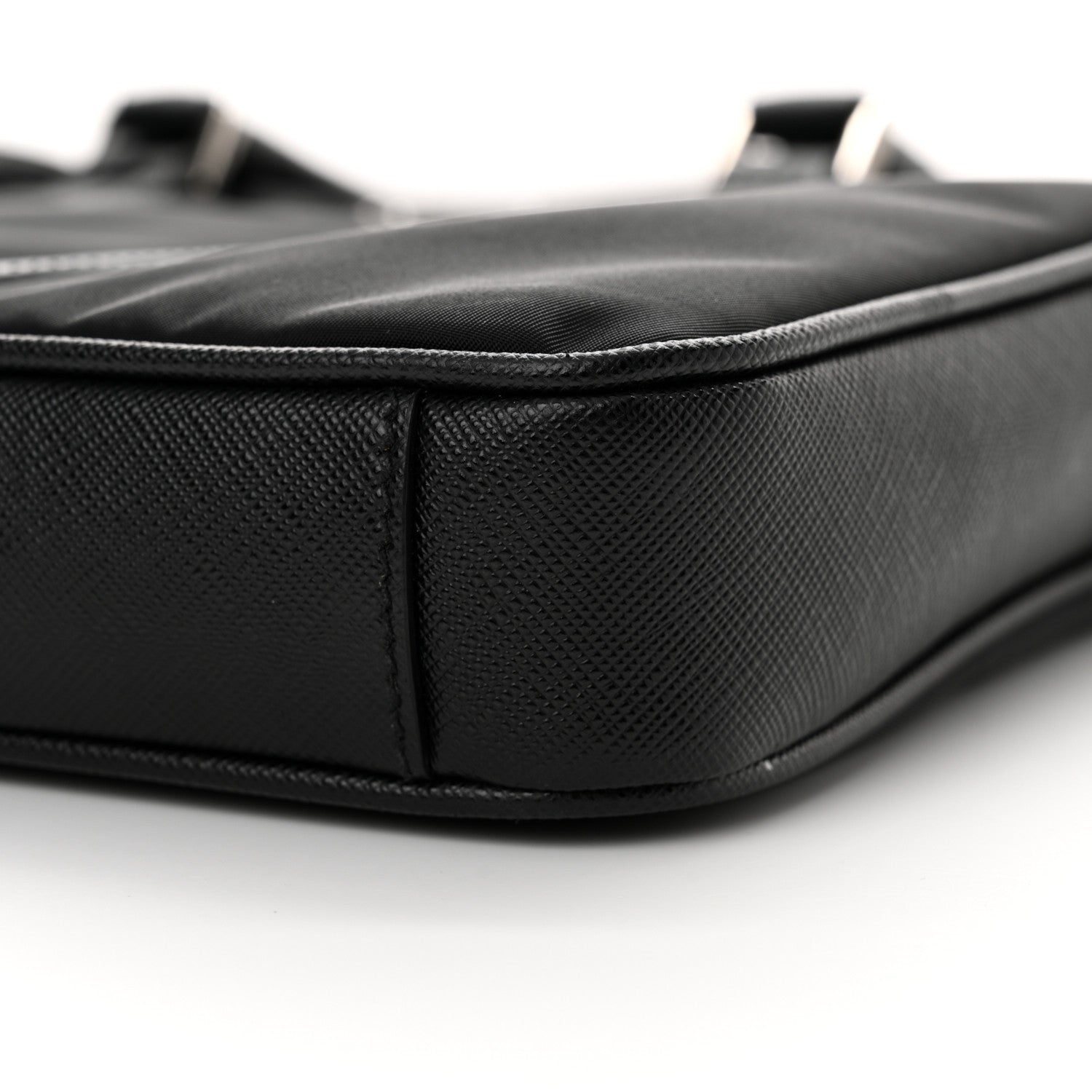 Prada Tessuto Nylon Saffiano Metal Triangle Logo Work Bag Black 9 of 10