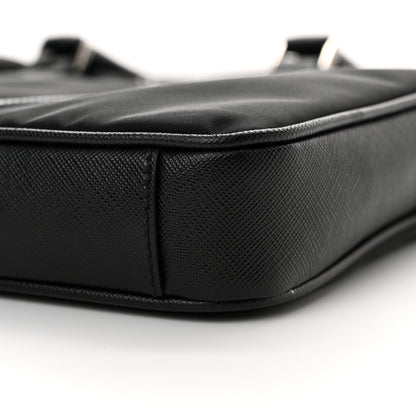 Prada Tessuto Nylon Saffiano Metal Triangle Logo Work Bag Black 9 of 10