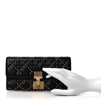 Christian Dior Lambskin Cannage Studded Dioraddict Wallet on Chain Black 2 of 10