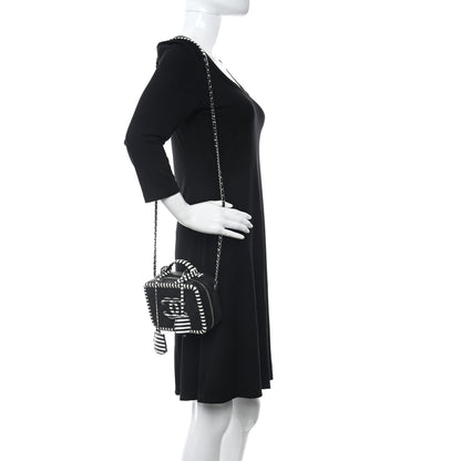 Chanel Caviar Quilted Striped Small CC Filigree Vanity Case Black White 2 of 13