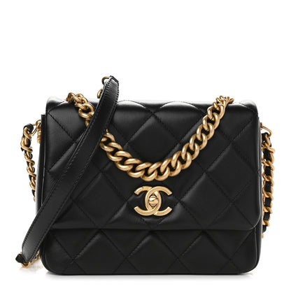Chanel Lambskin Quilted Small Side Note Flap Black 1 of 9