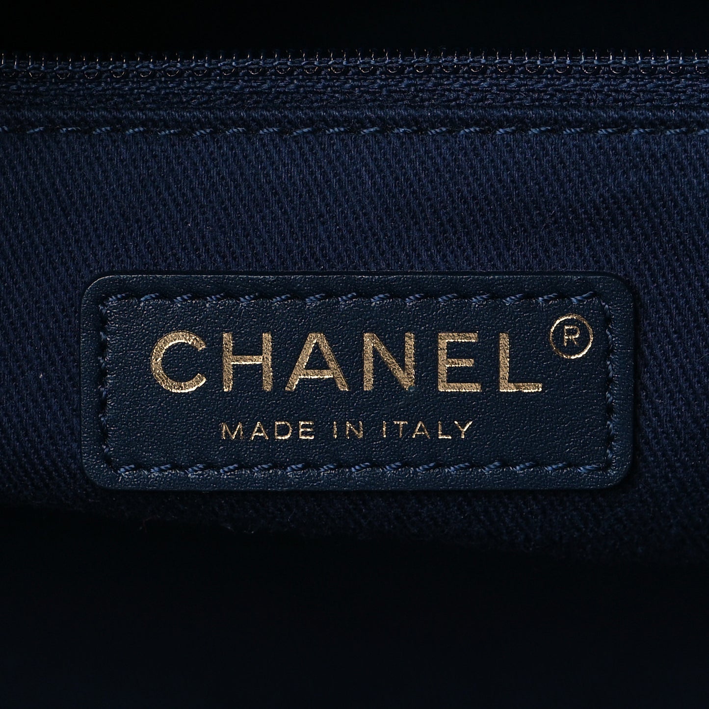 Aged Calfskin Quilted Large Coco Handle Shopping Tote Navy