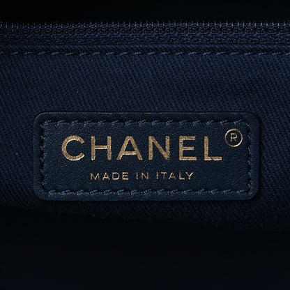 Chanel Aged Calfskin Quilted Large Coco Handle Shopping Tote Navy 7 of 11