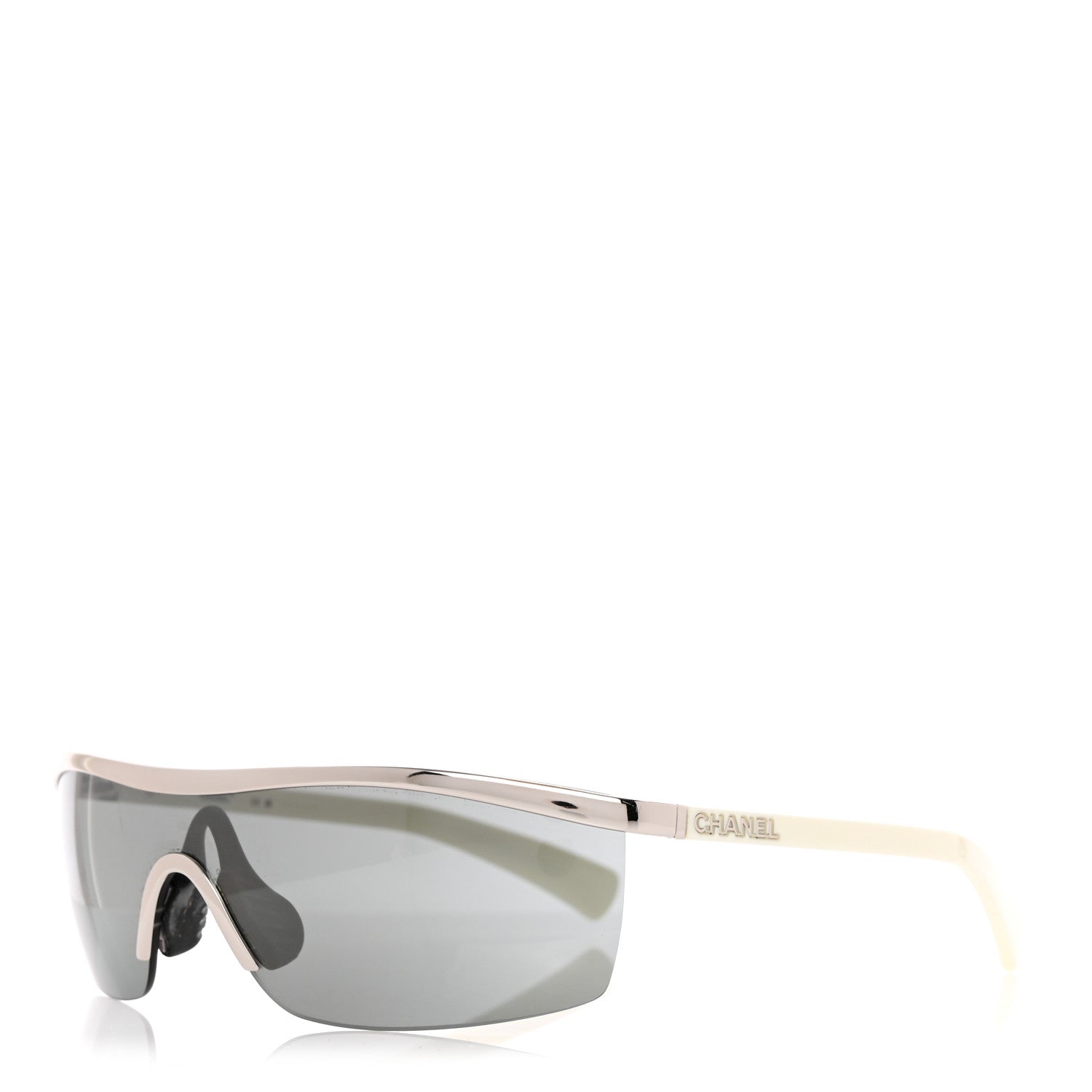 Chanel Acetate Shield Sunglasses 71474 Silver White 1 of 8