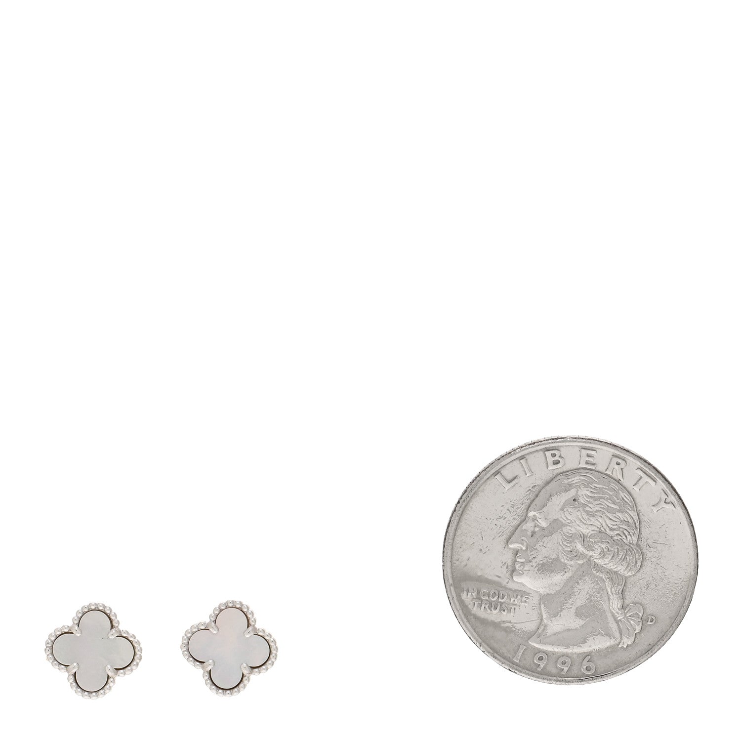 Van Cleef & Arpels 18K White Gold Mother of Pearl Sweet Alhambra Earrings 2 of 5