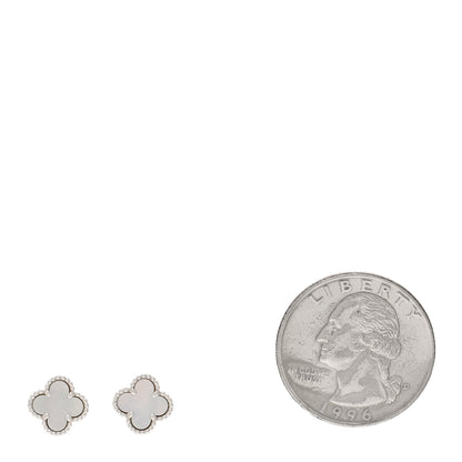 Van Cleef & Arpels 18K White Gold Mother of Pearl Sweet Alhambra Earrings 2 of 5