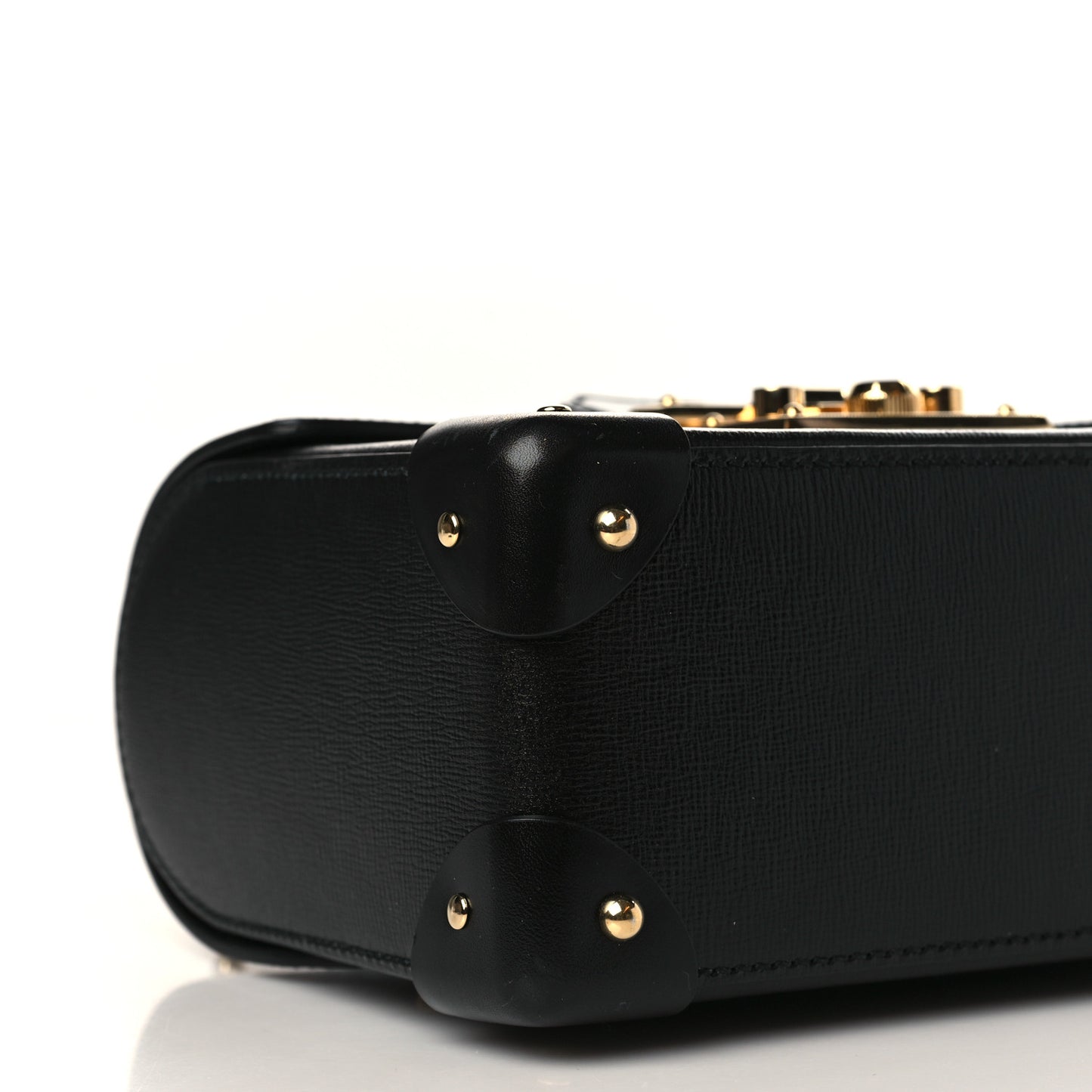 Calfskin Small Padlock Bamboo Shoulder Bag Black