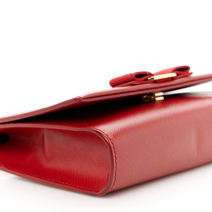 Salvatore Ferragamo Hammered Calfskin Mini Miss Vara Bow Chain Bag Sangria 8 of 9