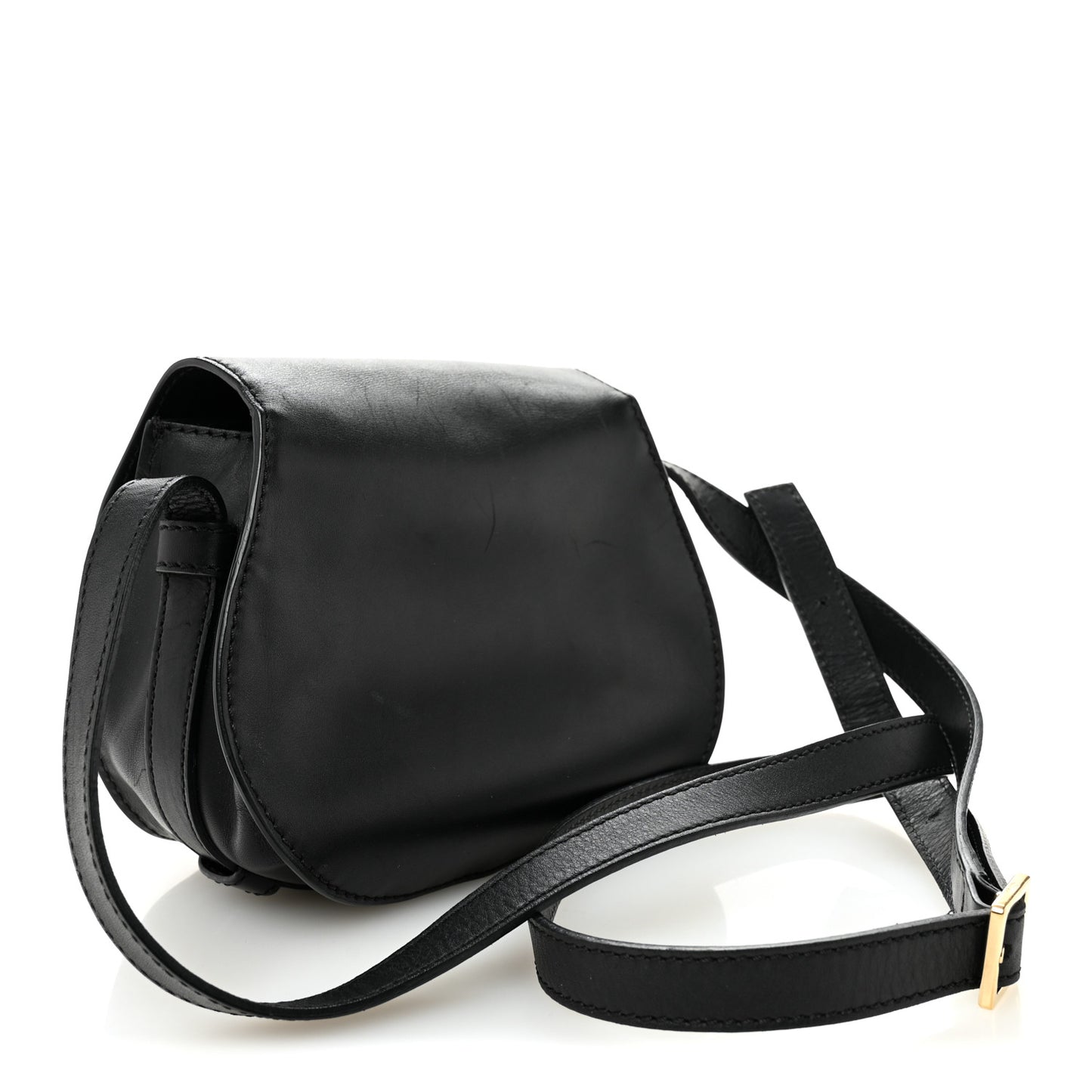 Calfskin Mini Marcie Metal Bar Trim Crossbody Bag Black