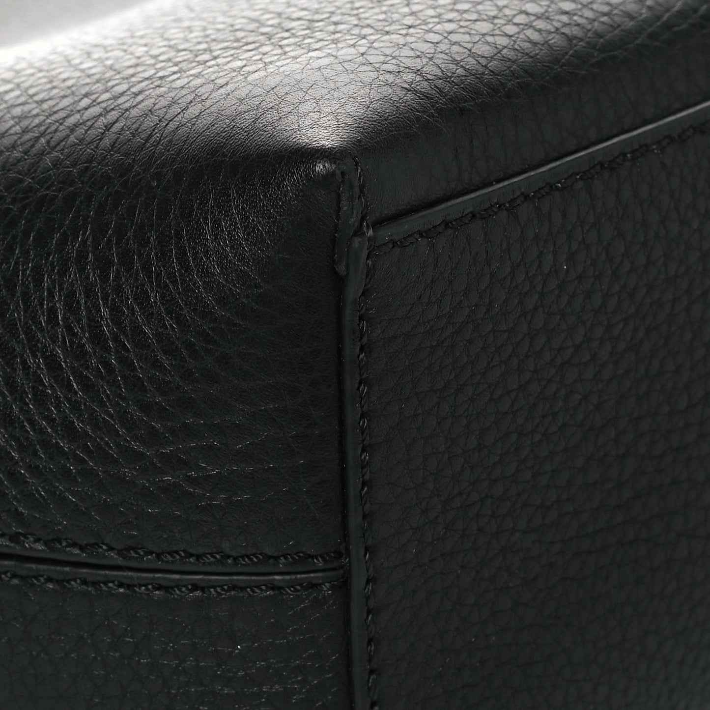 Grained Calfskin Small Rockstud Shoulder Tote Black
