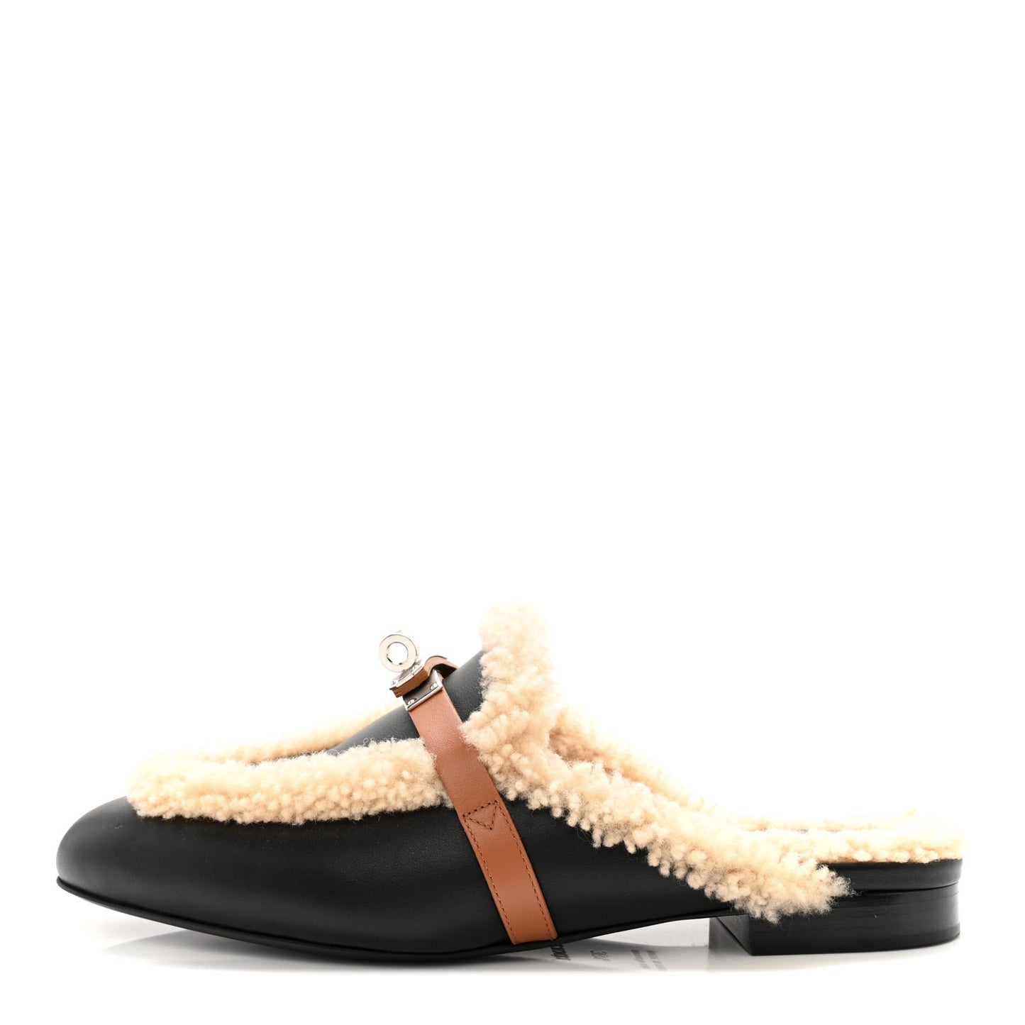 Shearling Calfskin Womens Oz Mules 38.5 Naturel Black
