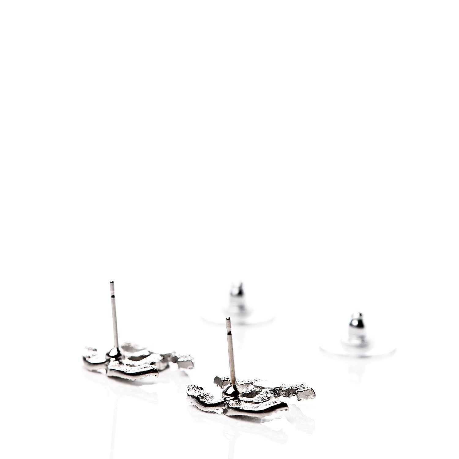 Chanel Crystal CC Earrings Silver 3 of 5