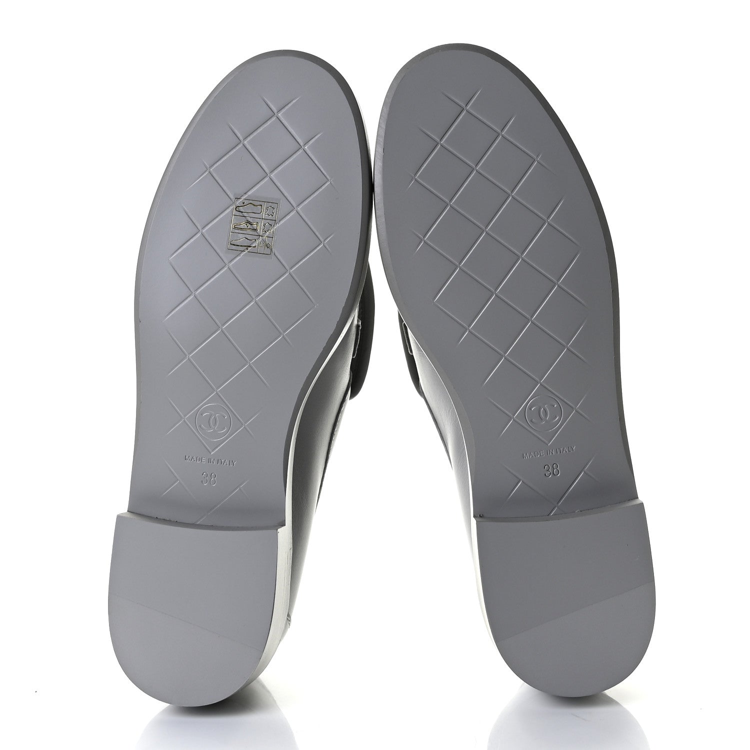 Chanel Lambskin Quilted CC Turnlock Loafers 38 Grey 6 of 9
