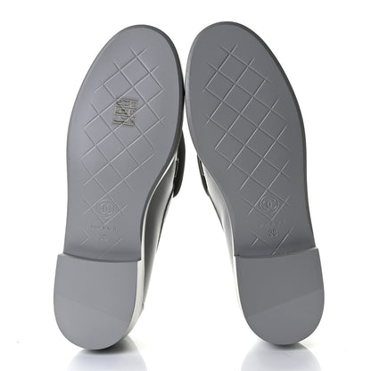 Chanel Lambskin Quilted CC Turnlock Loafers 38 Grey 6 of 9