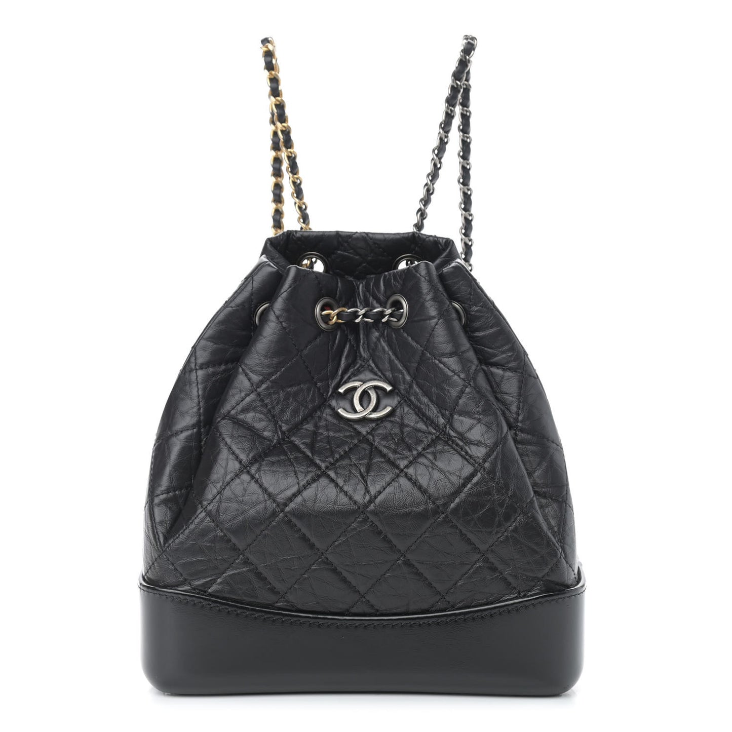 Aged Calfskin Quilted Small Gabrielle Backpack Black