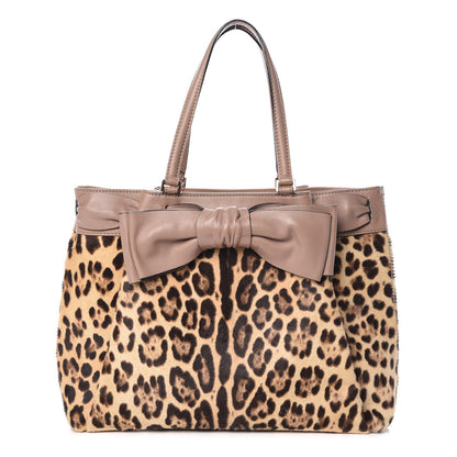 Valentino Garavani Calf Hair Leopard Print Medium Aphrodite Bow Tote 1 of 10
