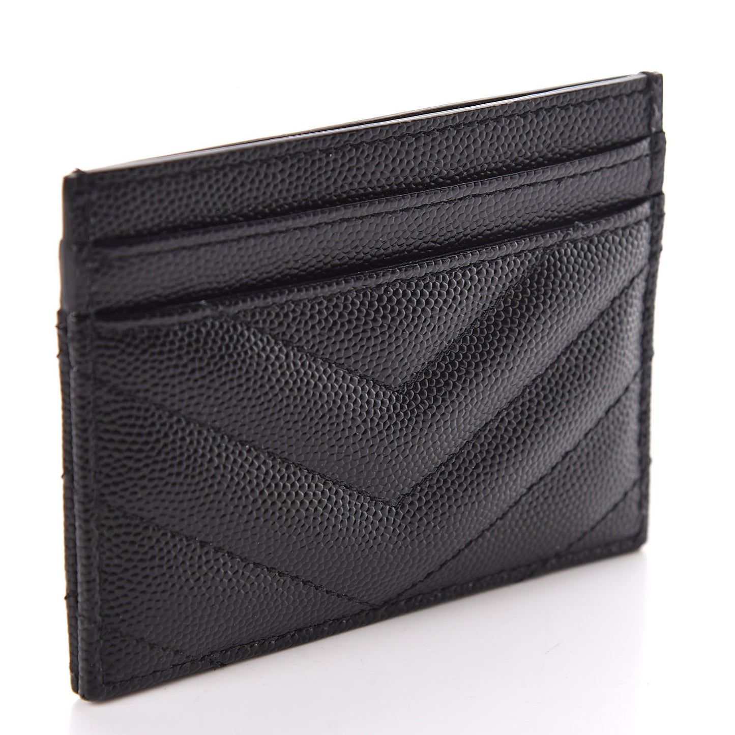 Grain De Poudre Matelasse Chevron Monogram Credit Card Case Black