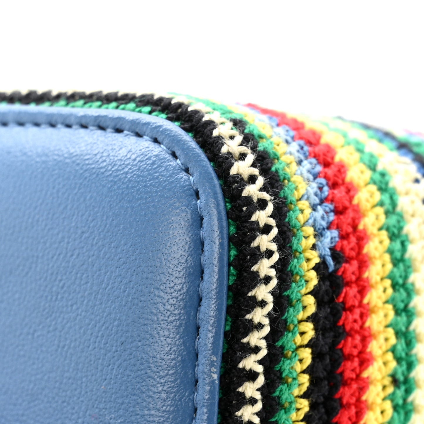 Lambskin Crochet Mini Vanity Case With Chain Blue Multicolor
