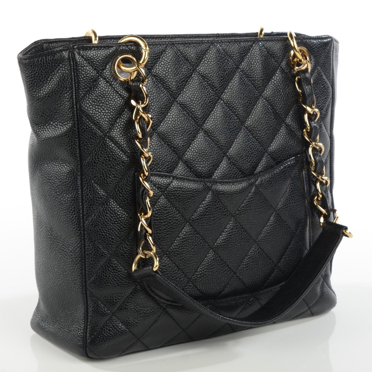 Caviar Quilted Petit Shopping Tote PST Black