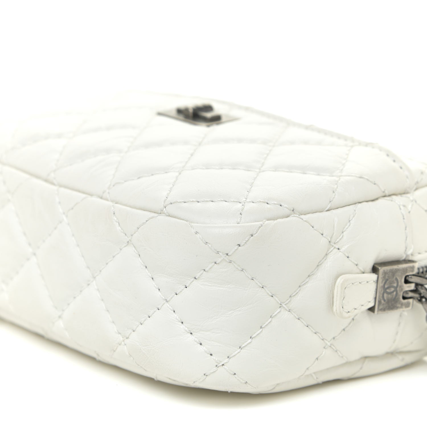 Chanel Aged Calfskin Quilted Mini Reissue Camera Case White 10 of 13