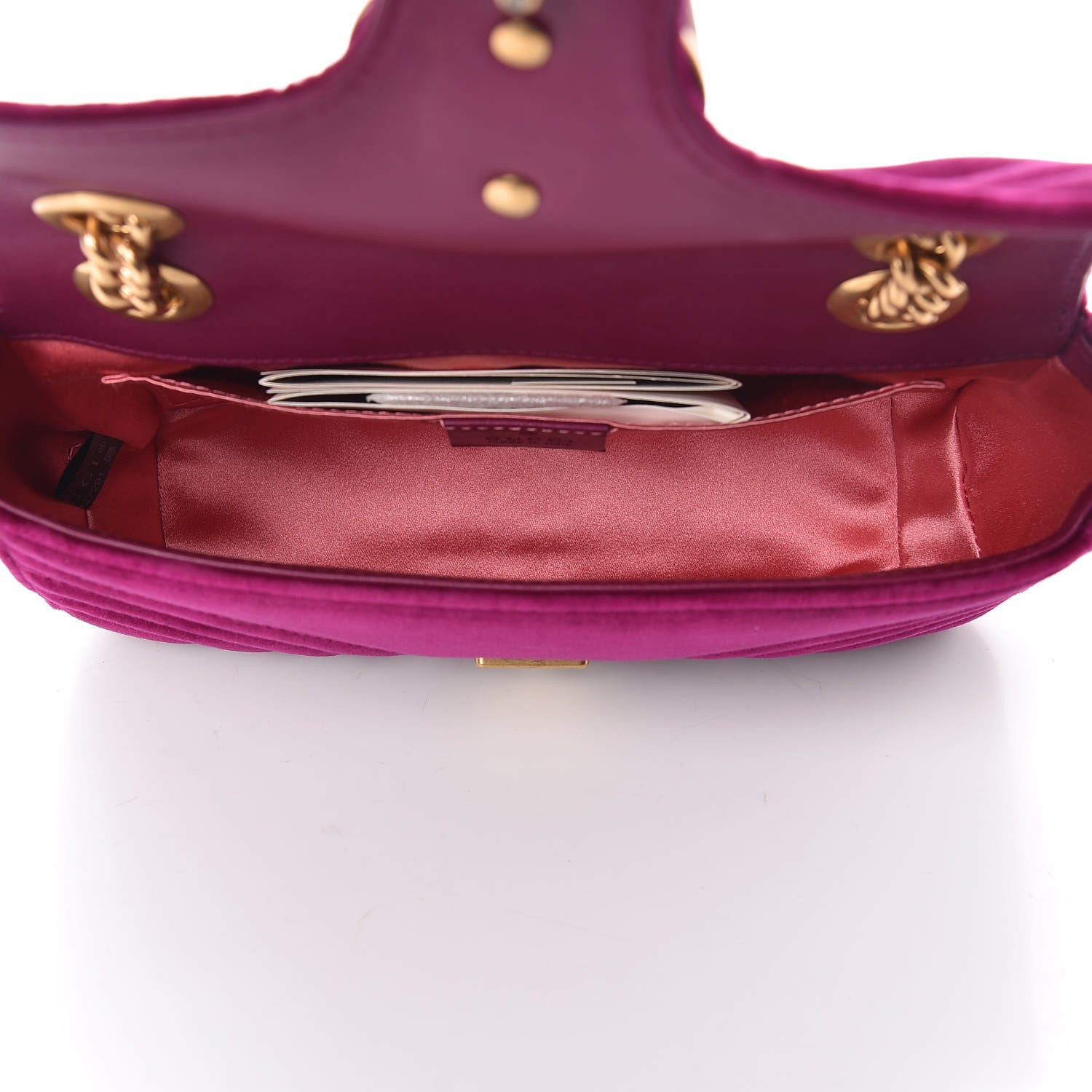 Gucci Velvet Matelasse Mini GG Marmont Shoulder Bag Fuchsia Violet Cyclamen 5 of 11