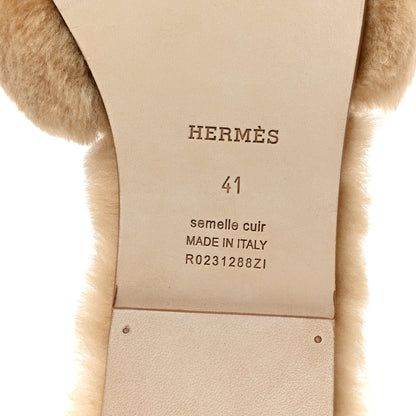 Hermes Woolskin Oran Sandals 41 Beige Argile 7 of 8