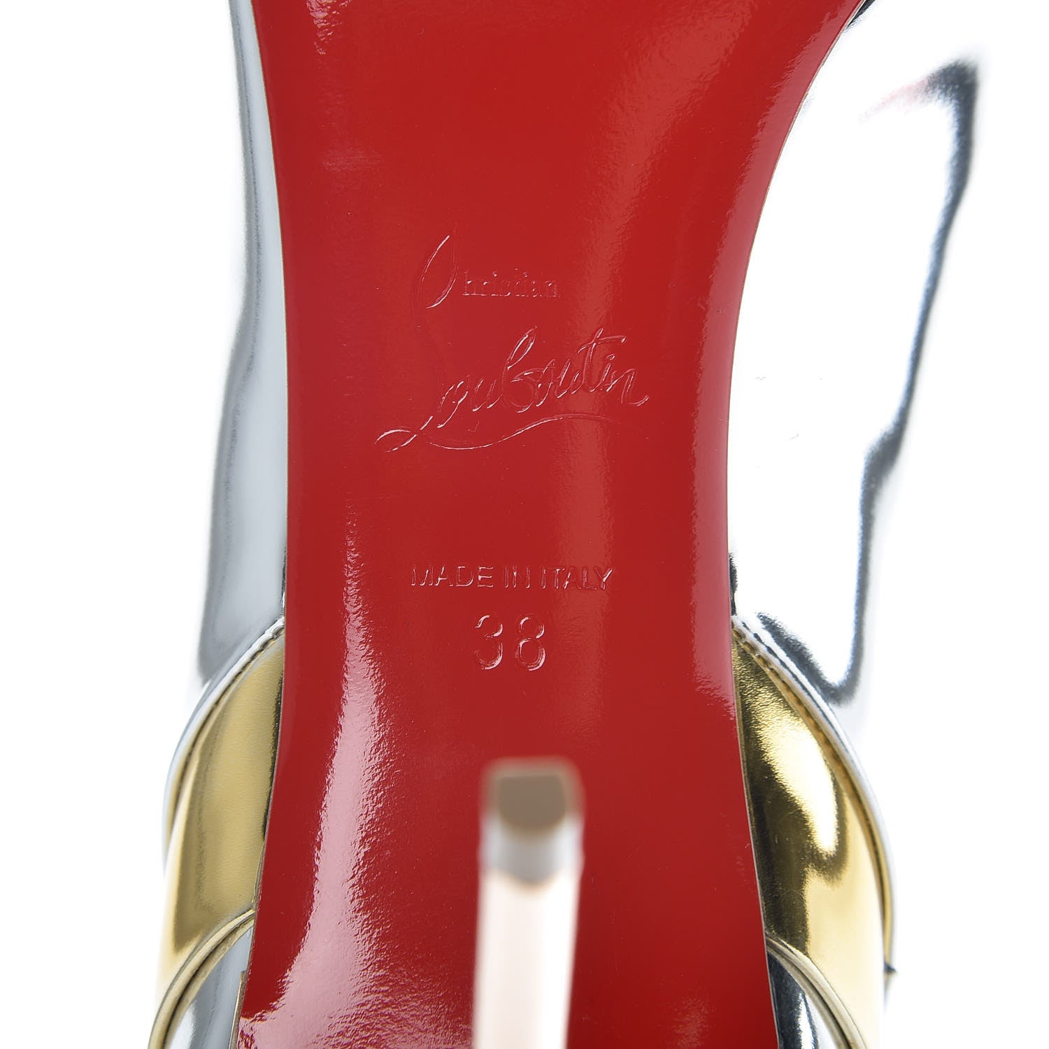 Christian Louboutin Nappa Patent Veau Mirror Eklectica 85 Pumps 38 Silver 6 of 7