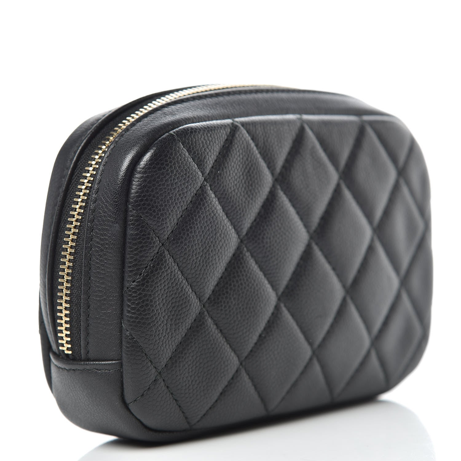 Chanel Caviar Quilted Small Curvy Pouch Cosmetic Case Black 3 of 10