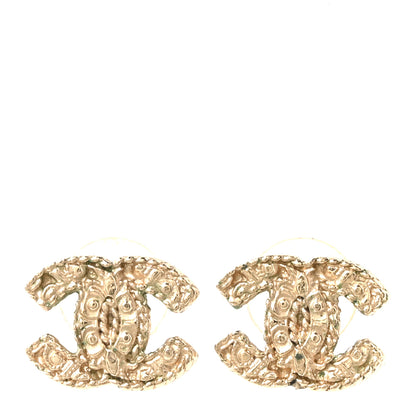 Chanel Metal Textured CC Earrings Gold 1 of 5
