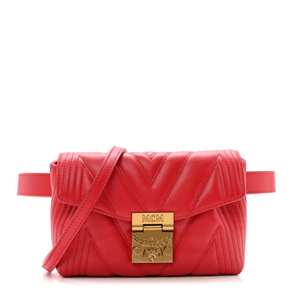 MCM Calfskin Quilted Small Patricia Belt Bag Ruby Red 1 of 15