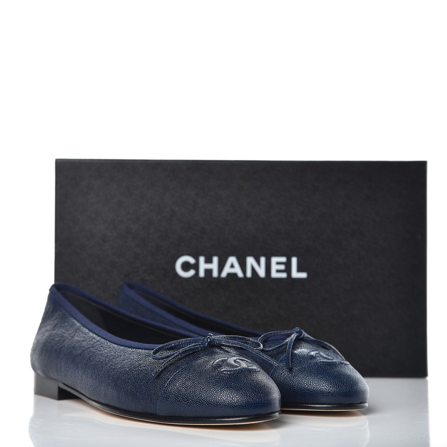 Caviar Cap Toe Ballerina Flats 36.5 Navy