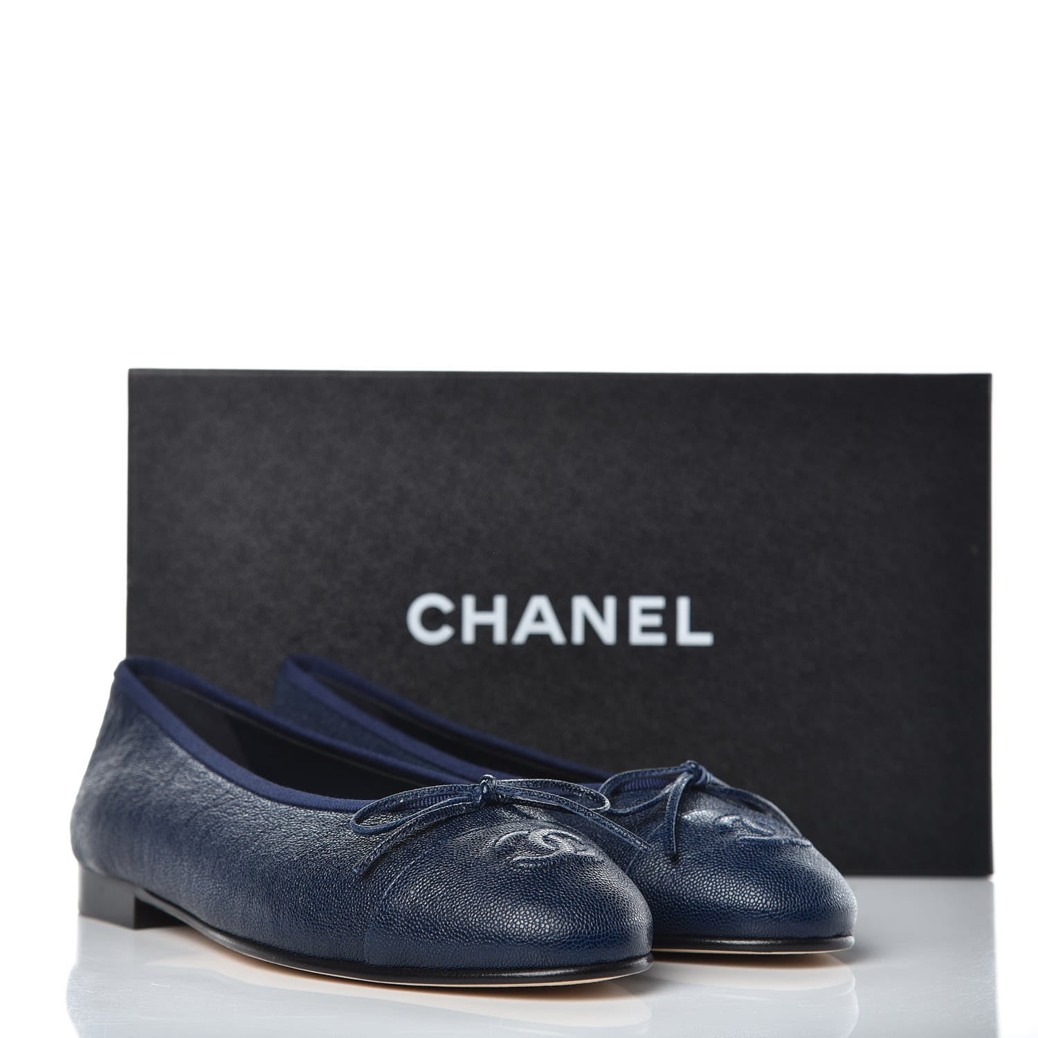 Chanel Caviar Cap Toe Ballerina Flats 36.5 Navy 9 of 9