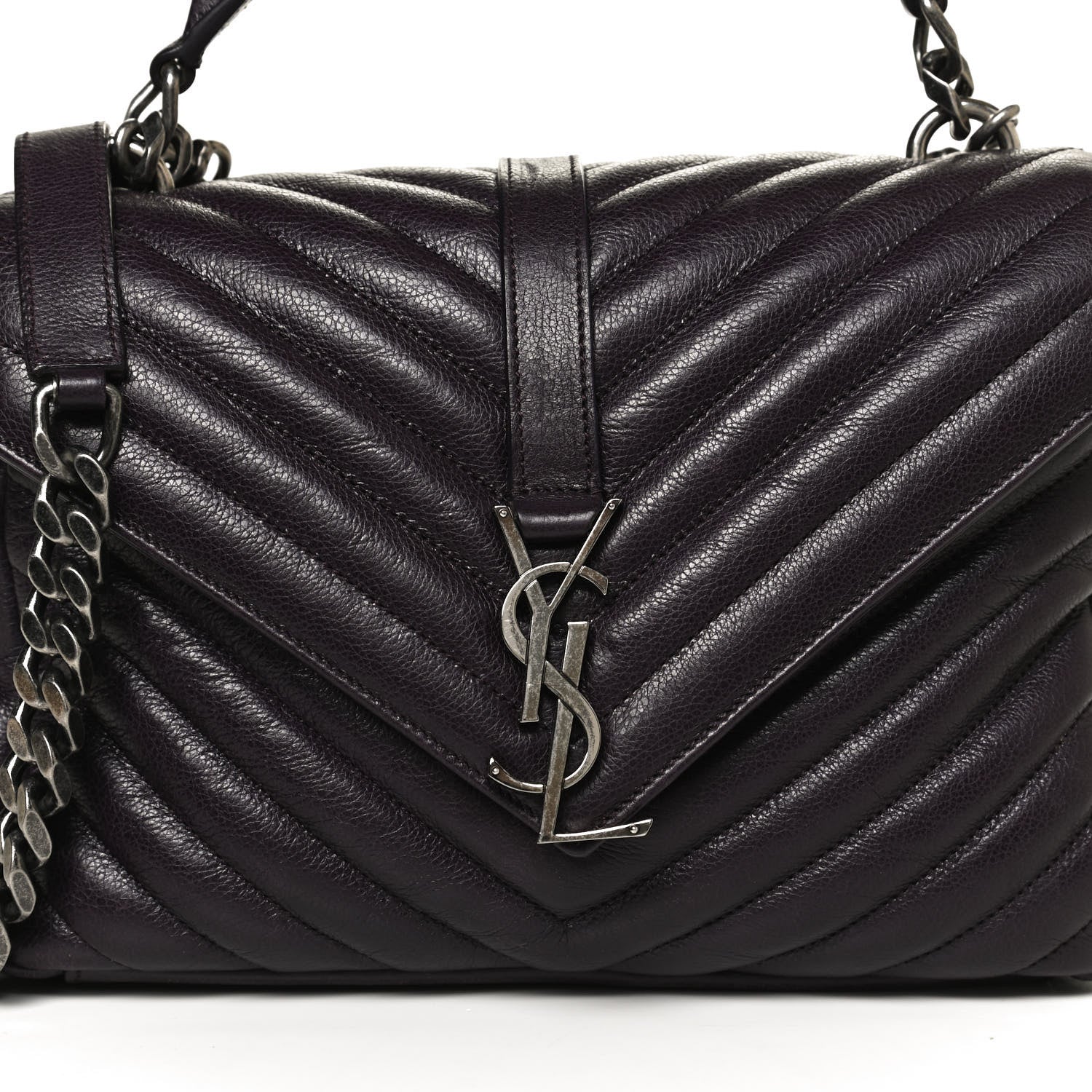 Saint Laurent Sheepskin Matelasse Chevron Monogram Medium College Bag Amaranto 9 of 11