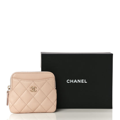 Chanel Caviar Quilted Zip Card Holder Wallet Light Beige 11 of 11