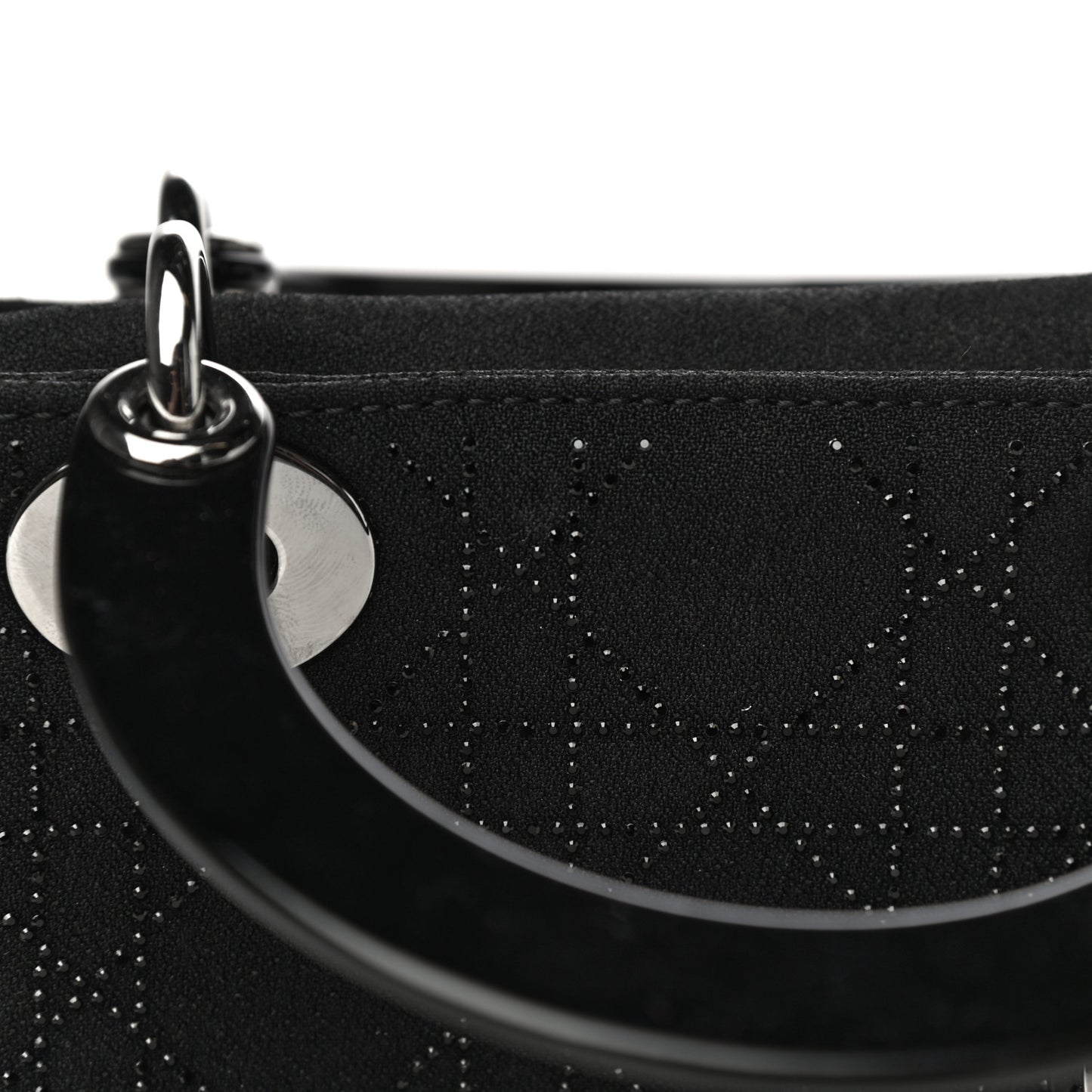 Canvas Studded Cannage Mini Lady Dior Black