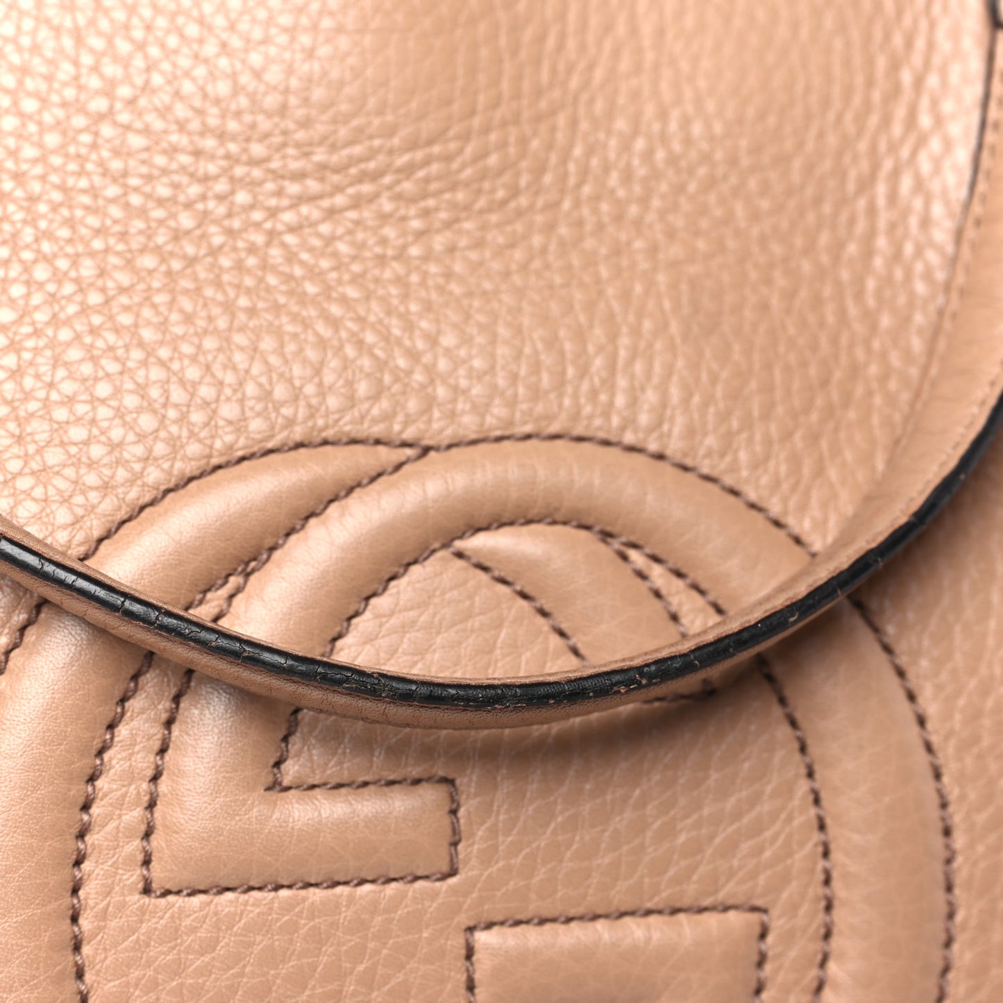 Pebbled Calfskin Small Soho Top Handle Bag Camelia
