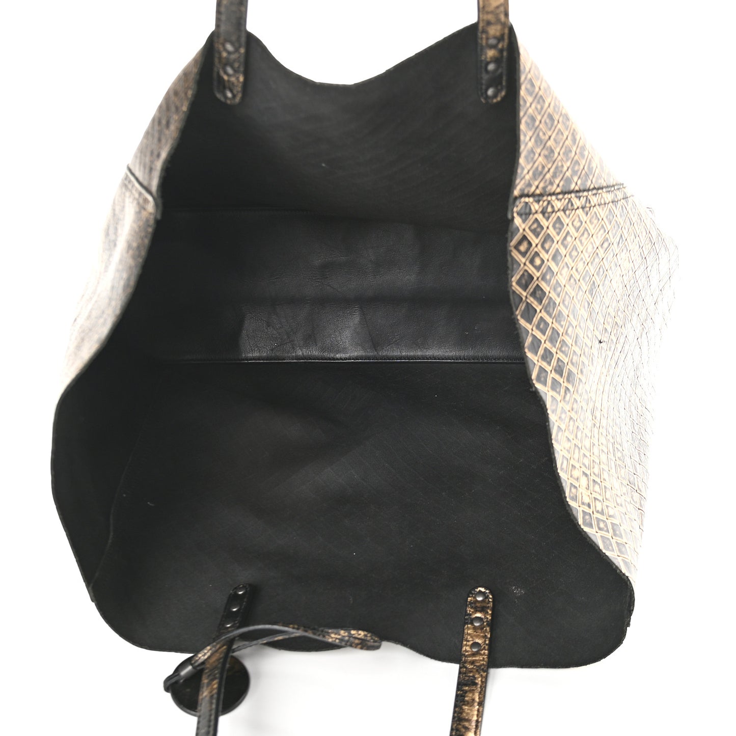 Calfskin Intrecciomirage Large Tote Black Gold