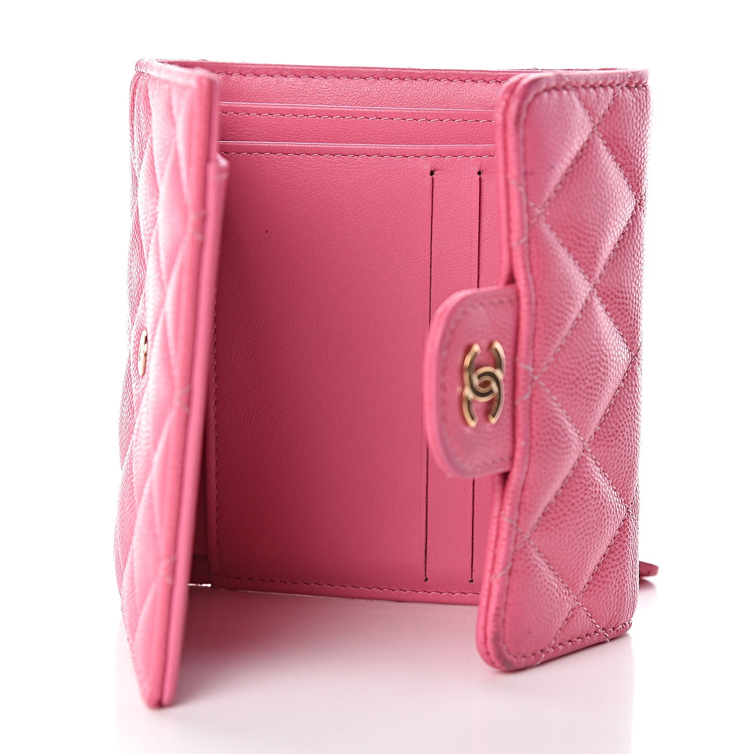 Chanel Caviar Quilted Compact Flap Wallet Pink 5 of 11