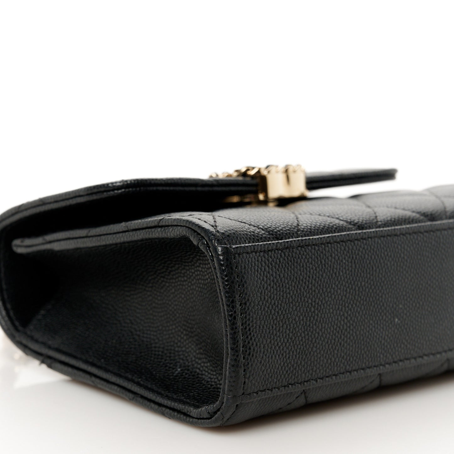 Caviar Quilted Double Chain Top Handle Flap With Chain Black