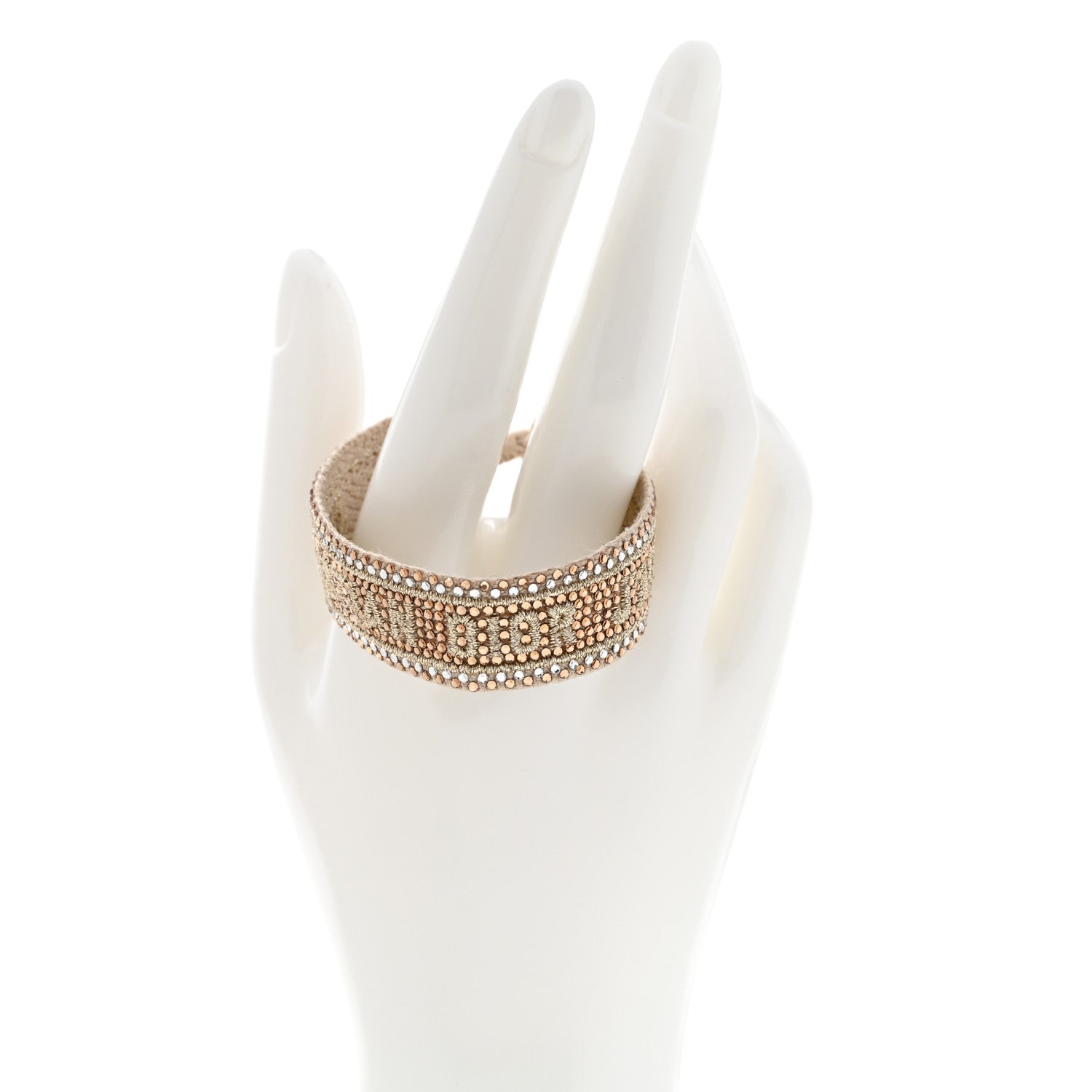Christian Dior Woven Cotton Crystal Embroidered J'Adior Friendship Bracelet Gold 2 of 6