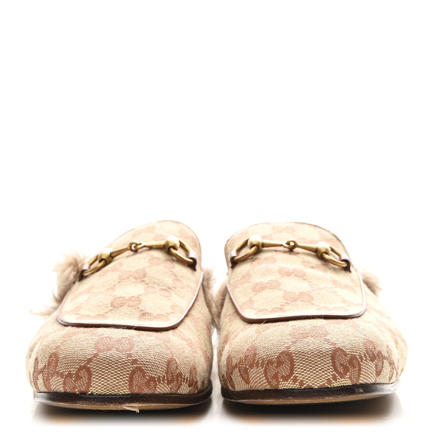 Gucci GG Monogram Fur Mens Princetown Slippers 9 Beige Ruggine Rust 3 of 10